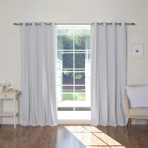 Vista 10 de Best Home Fashion ZeroLight - Cortinas opacas térmicas con ojales texturizados, 100 % de lino, color gris oscuro, 52 pulgadas de ancho x 63 pulgadas