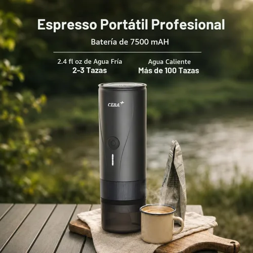Vista 4 de CERA+ PCM04A - Cafetera portátil para café expreso con cesta profesional de 2.008 in Self-Heating Electric Espresso Machine for Ground Coffee, 20