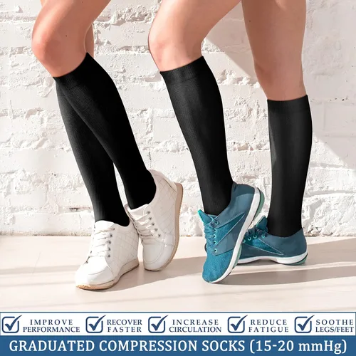 Vista 2 de Calcetines de compresión de cobre (3 pares) 15-20 mmHg La circulación es la mejor atlética y diaria para hombres y mujeres, correr, escalar
