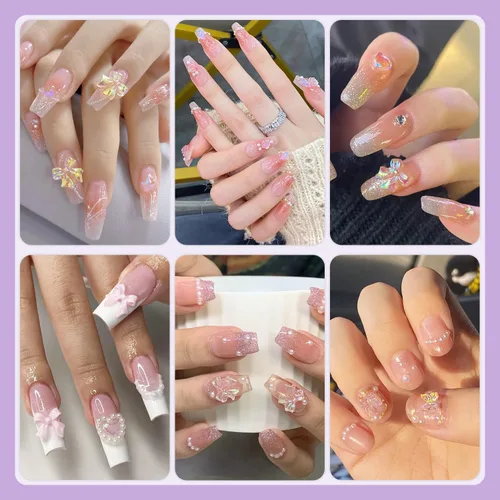 Vista 8 de Dijes acrílicos para uñas de múltiples formas y colores, arco de flores de corazón, estrella, mariposa, perla estrellada, joyas AB para decoraciones
