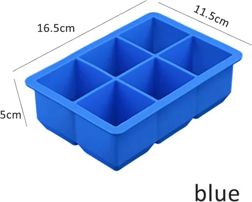 Vista 2 de Bandeja de cubitos de hielo de silicona con forma cuadrada, molde para cubitos de hielo de 6.5 x 4.5 x 2.0 in, grado alimenticio, 6 barras de 02