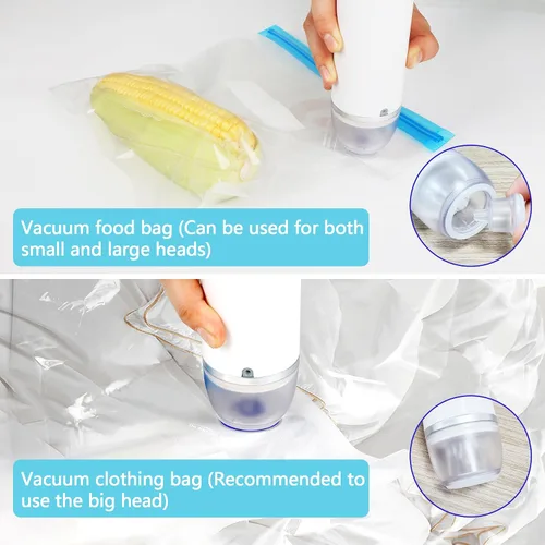 Vista 3 de Sellador al vacío de mano para alimentos, juego de máquina selladora al vacío inalámbrica portátil con 10 bolsas Sous Vide para almacenamiento