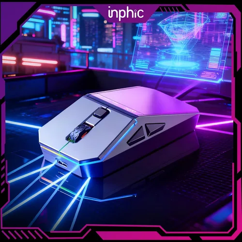 Vista 7 de INPHIC Ratón inalámbrico Cyber Silent, Tri-Mode 12000 DPI ratón