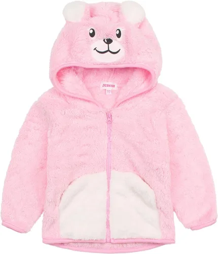 Vista 9 de Chaqueta con capucha de forro polar con cremallera para niñas y niños pequeños, abrigo de osito cálido de invierno Negro