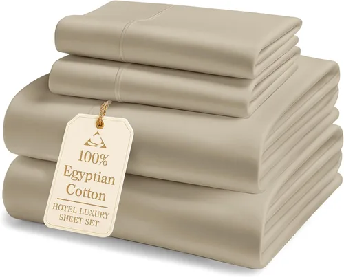 Vista 262 de LANE LINEN - Sábanas individual 100% algodón egipcio suave, cómodo y grueso de calidad de hotel, costuras reforzadas totalmente elásticas, sin