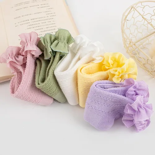 Vista 7 de AQOKKA Flower Baby Girls Socks with Non-Slip Grips Cute Cotton Princess Low Newborn Baby Socks for Girls Toddler 0-12 Months