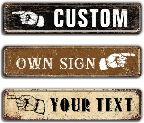 Vista 9 de Letrero de calle personalizado de metal con texto de nombre, letreros de carretera personalizados para exteriores, divertidos letreros de calle de 4