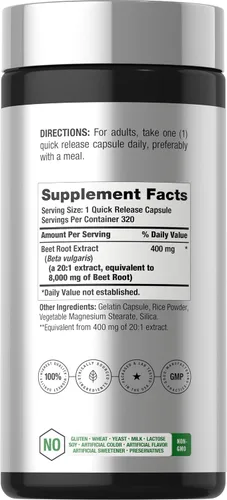 Vista 2 de Horbäach Cápsulas de polvo de raíz de remolacha de 8000 mg 320 píldoras Fórmula sin OMG, sin gluten Suplemento de extracto de hierbas de alta