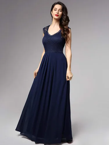 Vista 3 de Miusol - Vestido de mujer casual con cuello en V sin mangas estilo vintage para boda maxi vestido