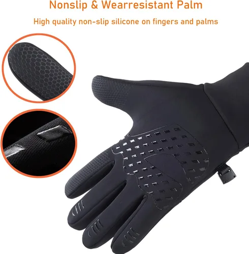 Vista 5 de LJCUTE Guantes de ciclismo de invierno para hombres y mujeres, resistentes al viento, para clima frío, pantalla táctil, guantes de motocicleta