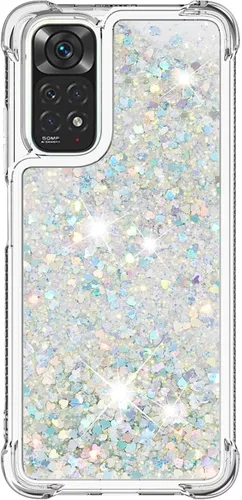 Vista 9 de Funda de silicona transparente con purpurina para Xiaomi Redmi A1 Bling Liquid Clear Star Heart Silicone Bumper a prueba de golpes, funda Azul