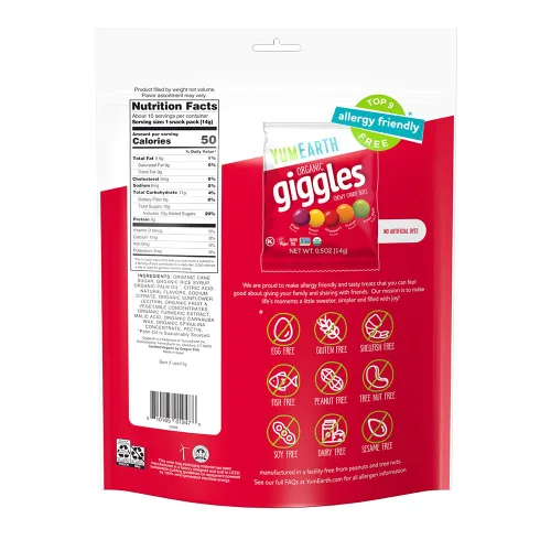 Vista 2 de YumEarth Organic Giggles - Caramelos masticables aptos para alérgicos