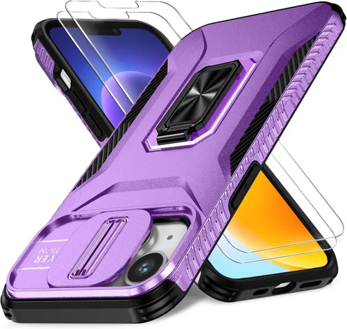 Vista 22 de Funda HakkTaoo para iPhone 13/iPhone 14 de 6.1 Pulgadas con Funda Deslizante para Cámara + Protector de Pantalla (2 Paquetes), Funda Protectora a