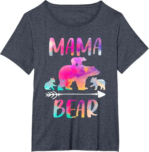 Vista 36 de Bear Matching Family Outfits, Funny Mama Bear Three Cubs T-Shirt Negro