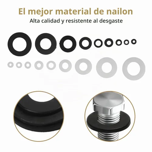 Vista 2 de Kit surtido de 420 arandelas planas de nailon negro/blanco