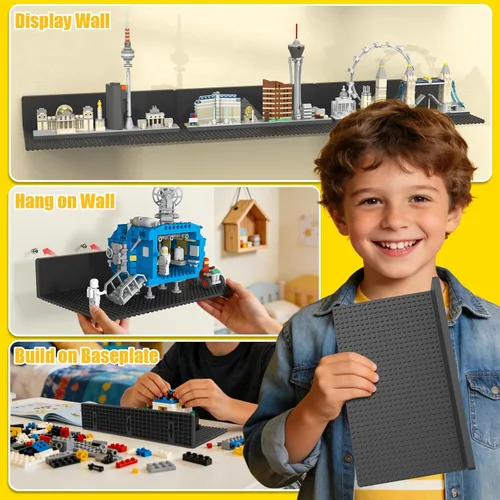 Vista 4 de BlissBox - Juego de 4 estantes flotantes para pared compatibles con Negro