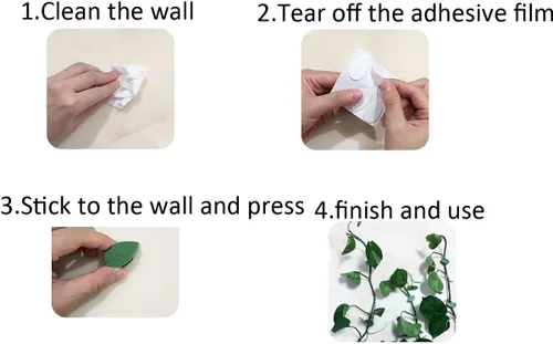 Vista 4 de 60 clips autoadhesivos de pared para trepar plantas, fijador de plantas invisibles en forma de hojas, clips de fijación de gancho para plantas