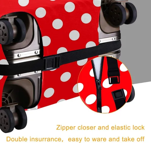 Vista 3 de Groamaup Funda de equipaje de viaje con diseño de lunares rojos y blancos para equipaje Estampado de puntos