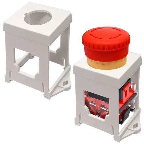 Vista 6 de Taiss 2 piezas de interruptor de botón DIN Rail soporte de montaje para pulsadores 0.866 in de diámetro, potenciómetro DIN Rail adaptador de montaje