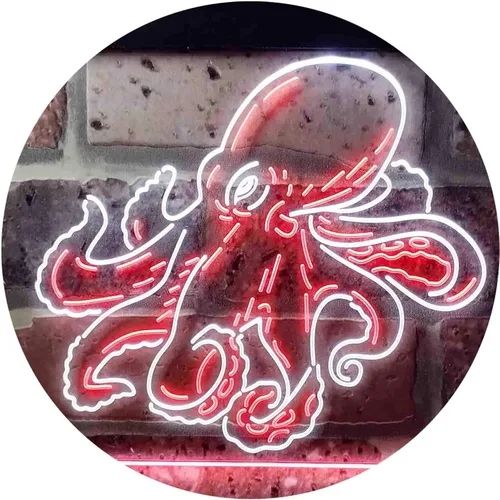 Vista 13 de ADVPRO Octopus Ocean Display Room Dual Color LED Neon Sign Azul y Rojo 12 x 8 pulgadas st6s32-i3734-br