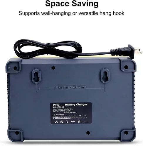 Vista 7 de Cargador rápido P117 de 2 puertos para batería Ryobi 18V ONE+ Max Lithium P100 P102 P103 P105 P107 P108 P117 P118 12V-18V Li-Ion NiCd NiMh Batería