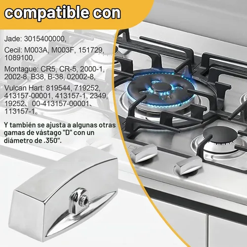 Vista 3 de Pomo de válvula de rango para estufa de gas de cocina, perilla de control de panel de placa de horno, compatible con interfaz de aire en forma de D