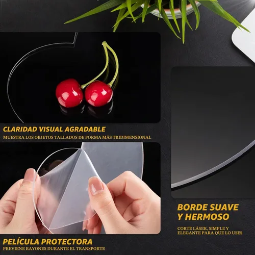 Vista 3 de 6 piezas de lámina acrílica transparente de 2 mm de espesor con película LED para base de luz LED, pantalla transparente con película protectora