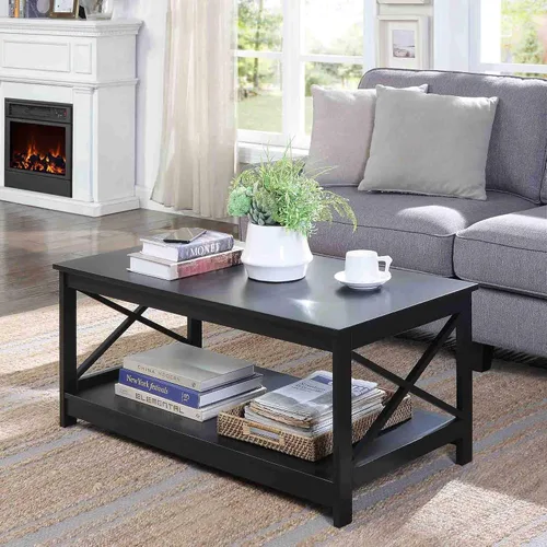 Vista 2 de Convenience Concepts – Mesa de café Oxford, Madera, Negro