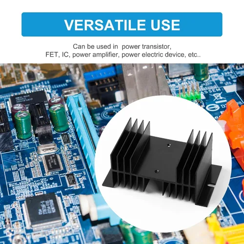 Vista 7 de uxcell Disipador de calor de aluminio negro 4.9 "x 2.8" x 2"/12.5 x 7 x 5 cm Aletas de enfriamiento disipador de calor disipador de calor para relé