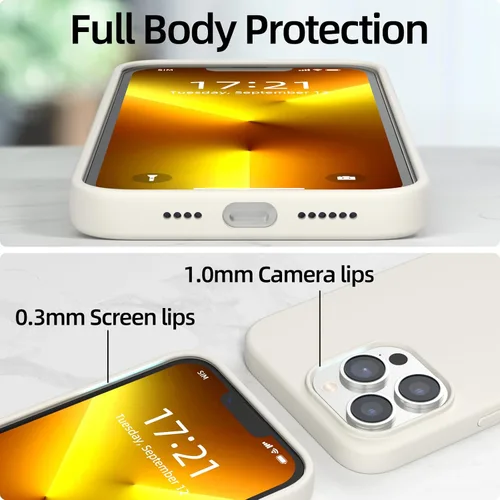 Vista 3 de Funda para iPhone 13 Pro Max, funda de silicona líquida, [protección de cuerpo completo de grado militar contra caídas] microfibra resistente a