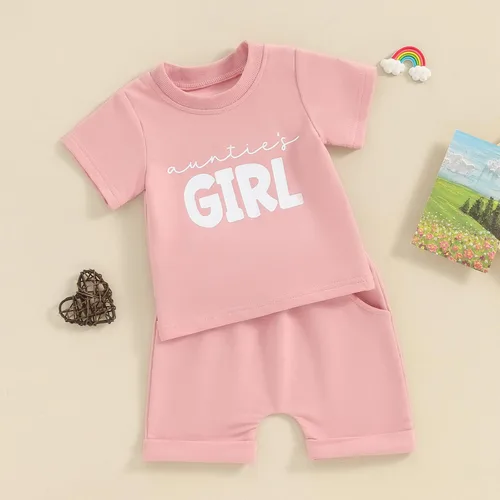 Vista 6 de CREAIRY Conjunto de camiseta de manga corta para niña recién nacida, camiseta de manga corta, pantalones cortos, conjunto de sudadera para niños