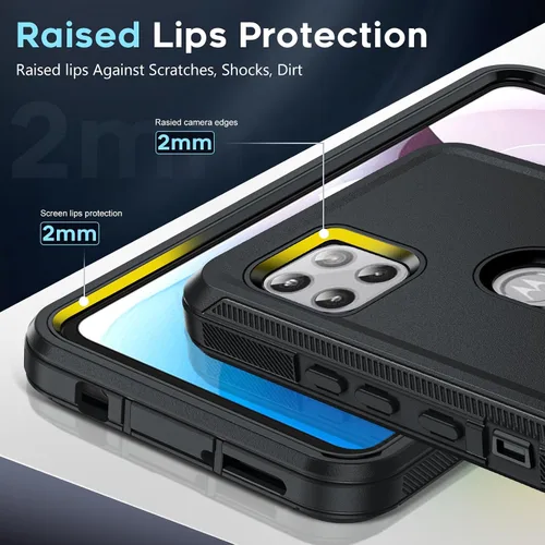 Vista 4 de LeYi Funda para Motorola One 5G Ace: Moto G 5G (2020): Funda resistente 3 en 1, funda resistente 3 en 1, funda para teléfono celular a prueba