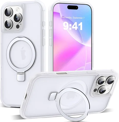 Vista 50 de SKYLMW - Funda compatible con iPhone 11 de 6.1 pulgadas, con soporte magnético invisible tipo anillo, funda translúcida de grado militar, compatible