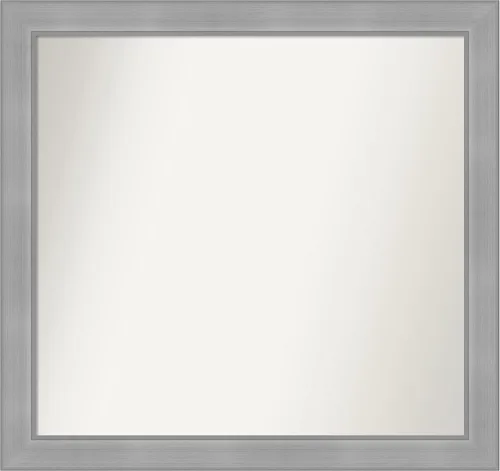 Vista 490 de Amanti Art Espejo de baño plateado para sobre el fregadero, 24 x 24 pulgadas, espejo cuadrado de peltre forjado a medida, marco de madera casual