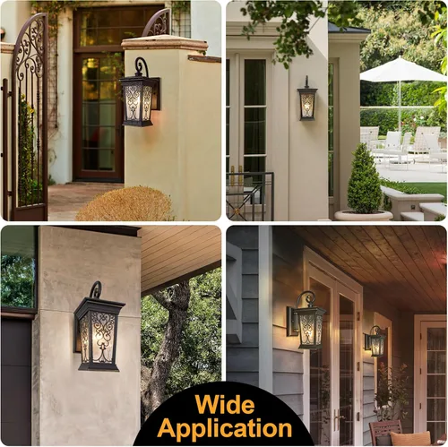Vista 6 de ALVIME - Lámparas de pared para exteriores, accesorios de iluminación exterior de bronce aceitado de 14 pulgadas, luces impermeables