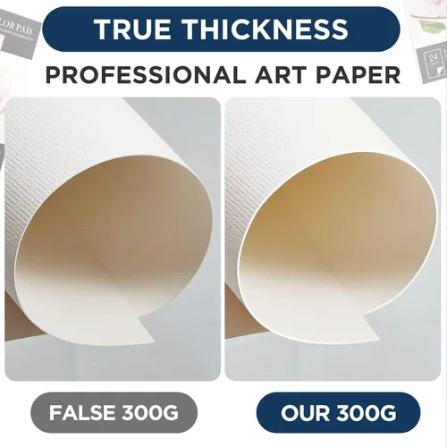 Vista 4 de Outus 300 hojas de papel de acuarela de 3 tamaños a granel, papel blanco de prensa en frío de 140 libras/10.58 oz/m², 4 x 6, 5 x 7, 9 x 12 pulgadas