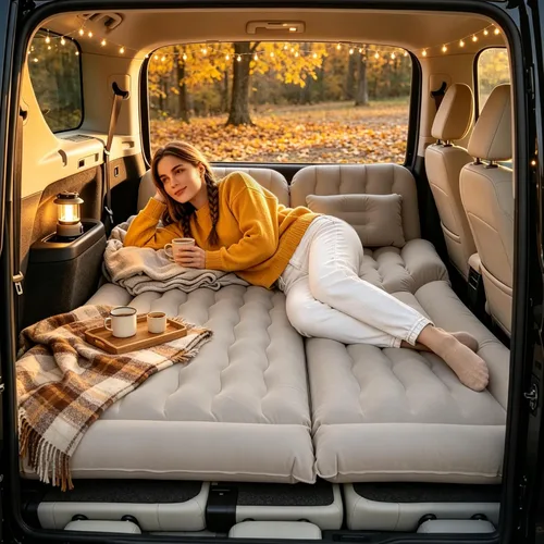 Vista 4 de Colchón inflable SUV colchón colchón colchón con almohadas para acampar Gris