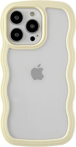 Vista 7 de Caseative Funda para iPhone 13 Pro, color negro Forma de marco de onda rizada linda a prueba de golpes suave