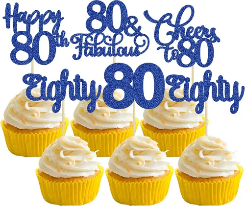 Vista 48 de Paquete de 30 adornos para cupcakes con purpurina de doble dígito para cumpleaños de 10 años, para cumpleaños, aniversario, fiesta, suministros