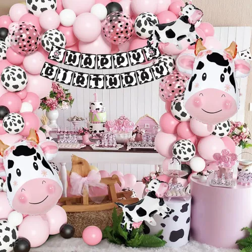 Vista 5 de Amandir Kit de arco de guirnalda de globos de vaca rosa, 117