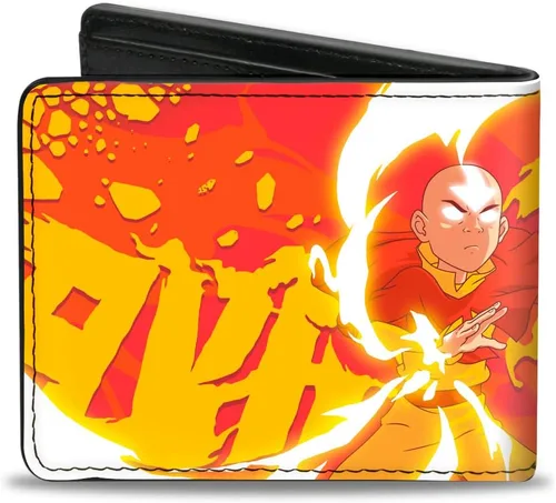 Vista 2 de Cartera Bifold PU Avatar el Último Maestro Aang y Momo Pose Rojos Amarillos, Avatar el último maestro aéreo