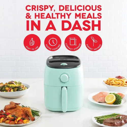 Vista 2 de Dash Tasti-Crisp - Freidora de aire pequeña, 2.6 cuartos de galón, 1-2 personas, aguamarina
