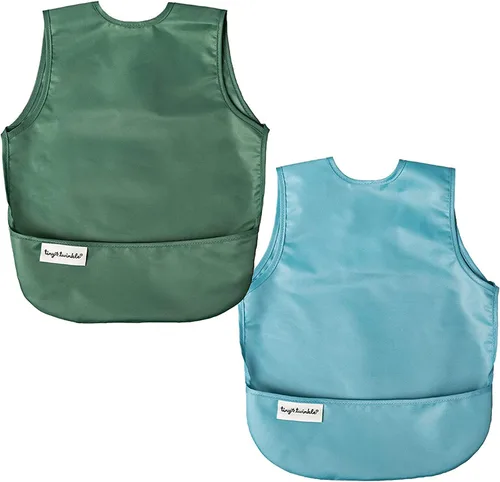 Vista 22 de Tiny Twinkle Baberos para bebé a prueba de desorden Paquete de 2 baberos impermeables para comer Delantal de bebé para alimentación, lavable a