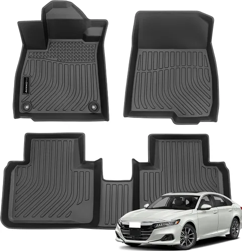 Vista 32 de Auxko Alfombrillas para todo tipo de clima, tapete de carga con respaldo para Honda Pilot 8 pasajeros 2016-2022, forros de elastómero termoplástico