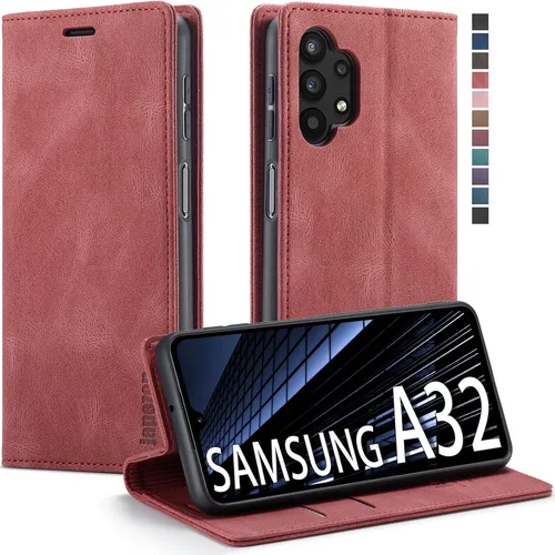 Vista 33 de Funda tipo cartera para Samsung Galaxy A32 5G con bloqueo RFID, tarjetero y función atril magnético, funda de cuero con tapa para Galaxy A32 5G