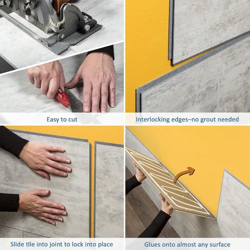 Vista 7 de Palisade Azulejos de vinilo entrelazados impermeables para pared/salpicadero para cocina o baño en mármol español (muestra de 4.5x11 pulgadas)