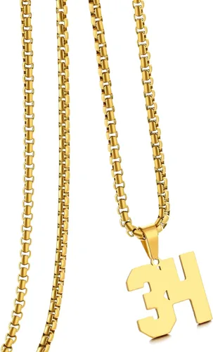 Vista 51 de Collar de Número Dorado para Hombre, Cadena de Acero Inoxidable con Colgante de Número para Atletas, Joyería Deportiva Personalizada para Niños