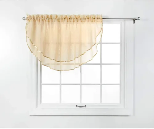 Vista 74 de Stylemaster Elegance Cenefa recta de gasa transparente, 60 x 14 pulgadas, color dorado
