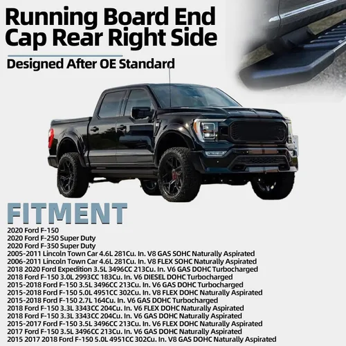 Vista 2 de Tapa de Estribo de Paso Lado del Pasajero Compatible con Ford Expedition F-150 F-250 F-350 Super Duty Lincoln Town Car 3.0L 3.3L 3.5L V6 4.6L V8