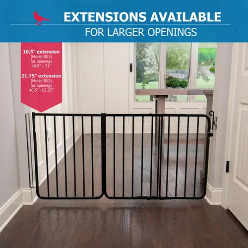 Vista 6 de Cardinal Gates MG15 Puerta de bebé con bloqueo automático para escaleras, puerta ajustable para perros para interiores, hecha de aluminio para Negro